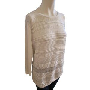 Buffalo David Bitton large ivory white 3 4 sleeve lightweight long sweater
